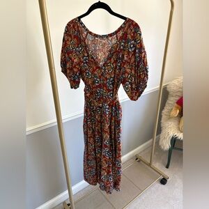 Faherty Floral Red and Blue Cotton Women's Dress